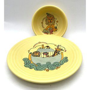 Vtg. Homer Laughlin Fiesta Ware Noah's Ark Kids Plate and Bowl